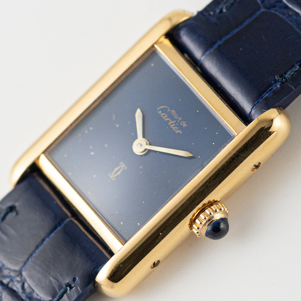 CARTIER SM MUST DE TANK LAPIS BLUE DIAL