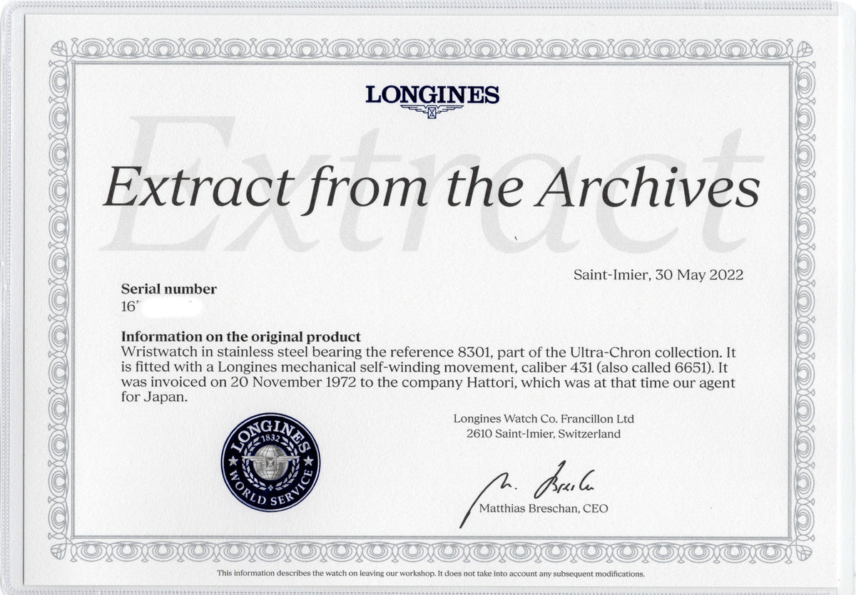LONGINES ULTRA-CHRON Ref.8301 Blue Gray Color Dial