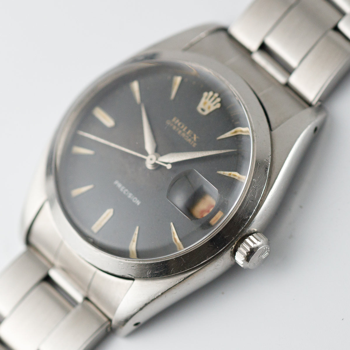 ROLEX OYSTERDATE Ref.6494 Black Gilt Dial Roulette Date