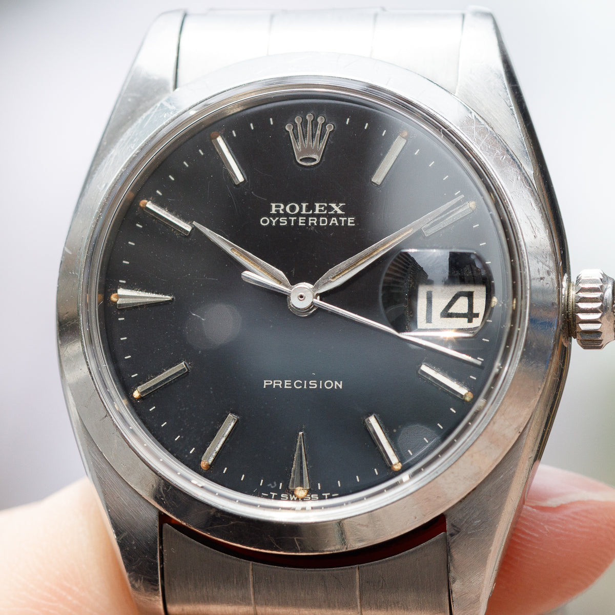 ROLEX OYSTERDATE Ref6694 Black Gilt Dial