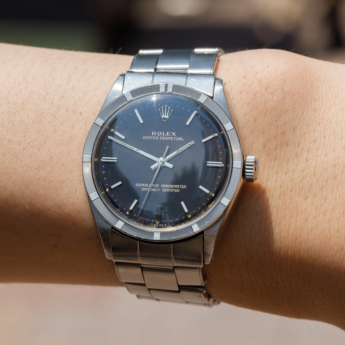 ROLEX OYSTER PERPETUAL Ref.1007 Black Gilt Dial