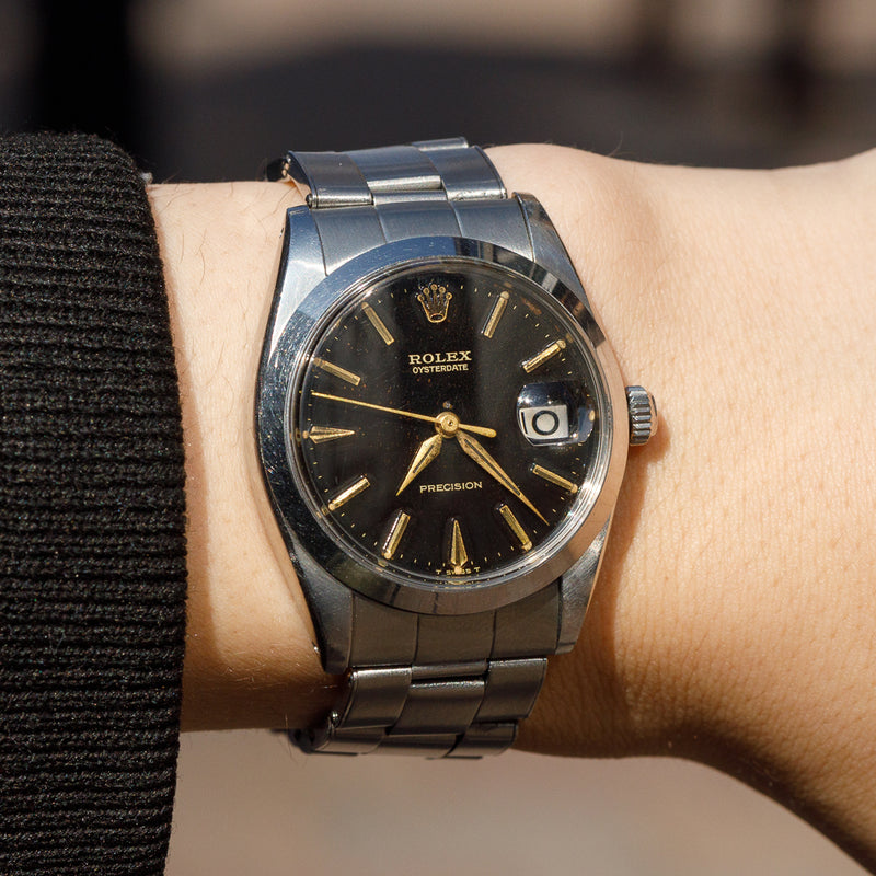 ROLEX OYSTERDATE Re.6694 Black Gilt Dial