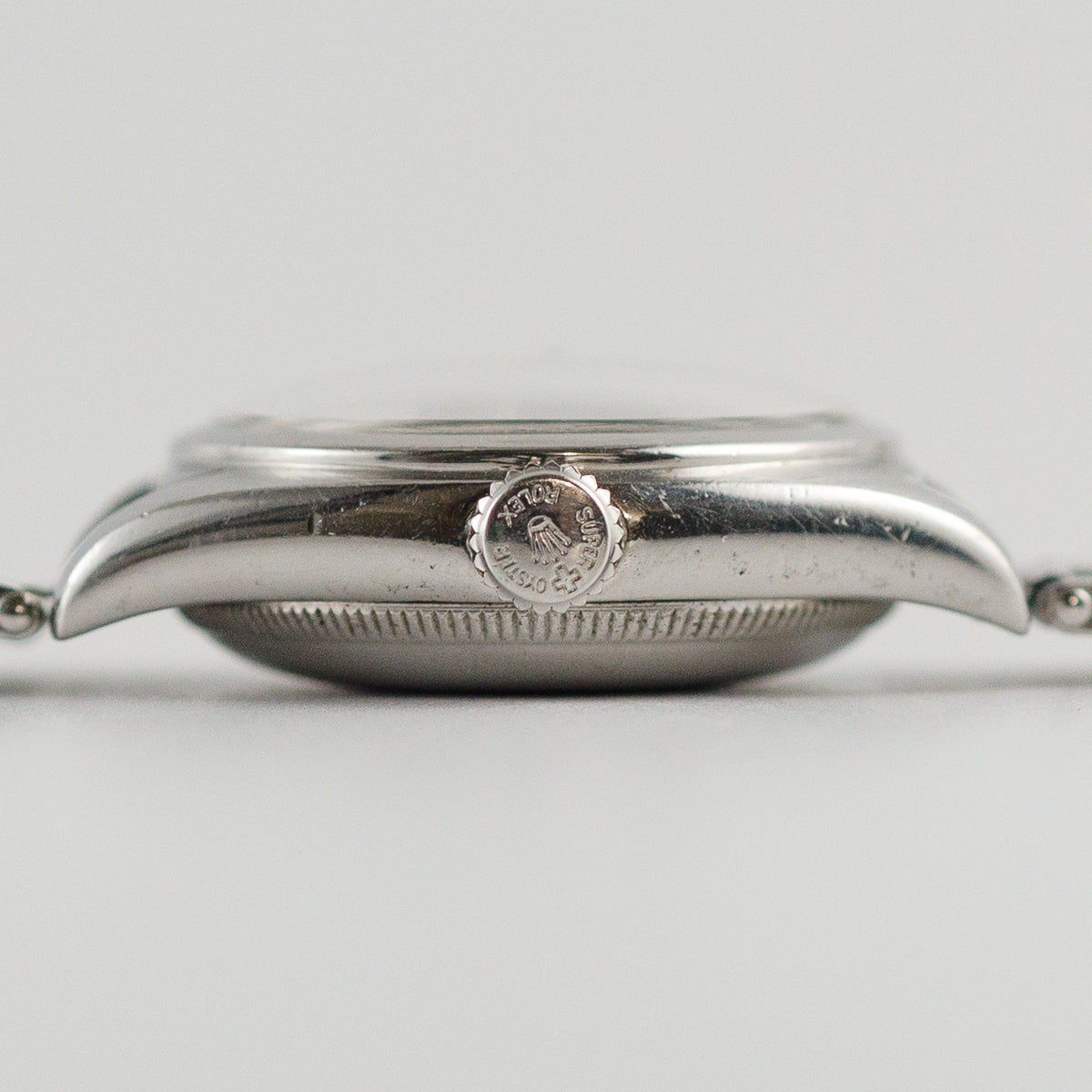 ROLEX BUBBLE BACK Ref.6050 Black Gilt Dial Expansion Bracelet