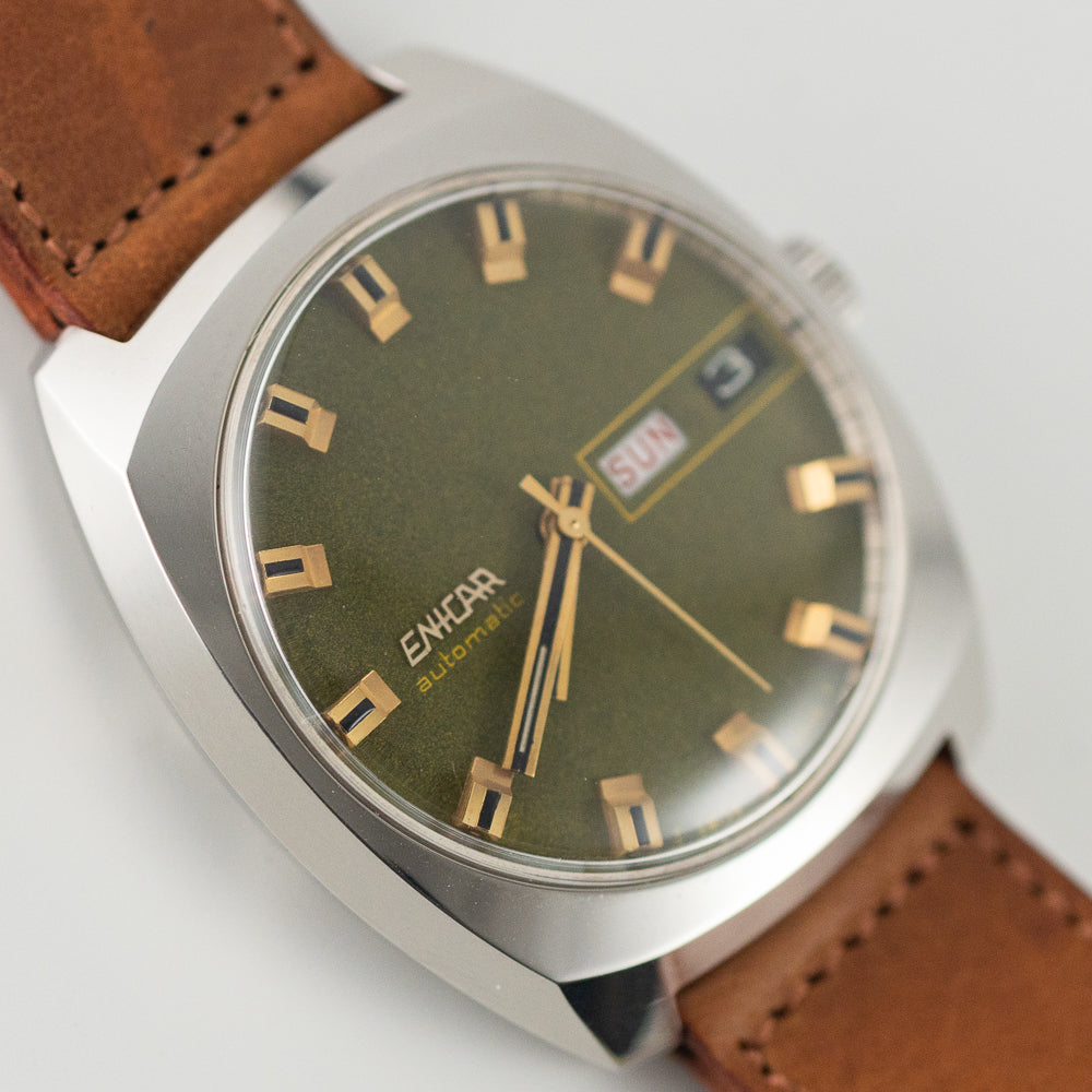 Enicar Swiss Quartz Watch Gold Dial Two-Hand Ultra Slim 31mm