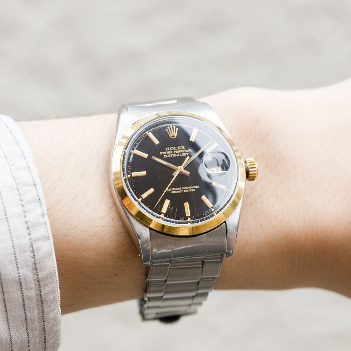 ROLEX DATEJUST Ref.1600 Black Mirror Dial