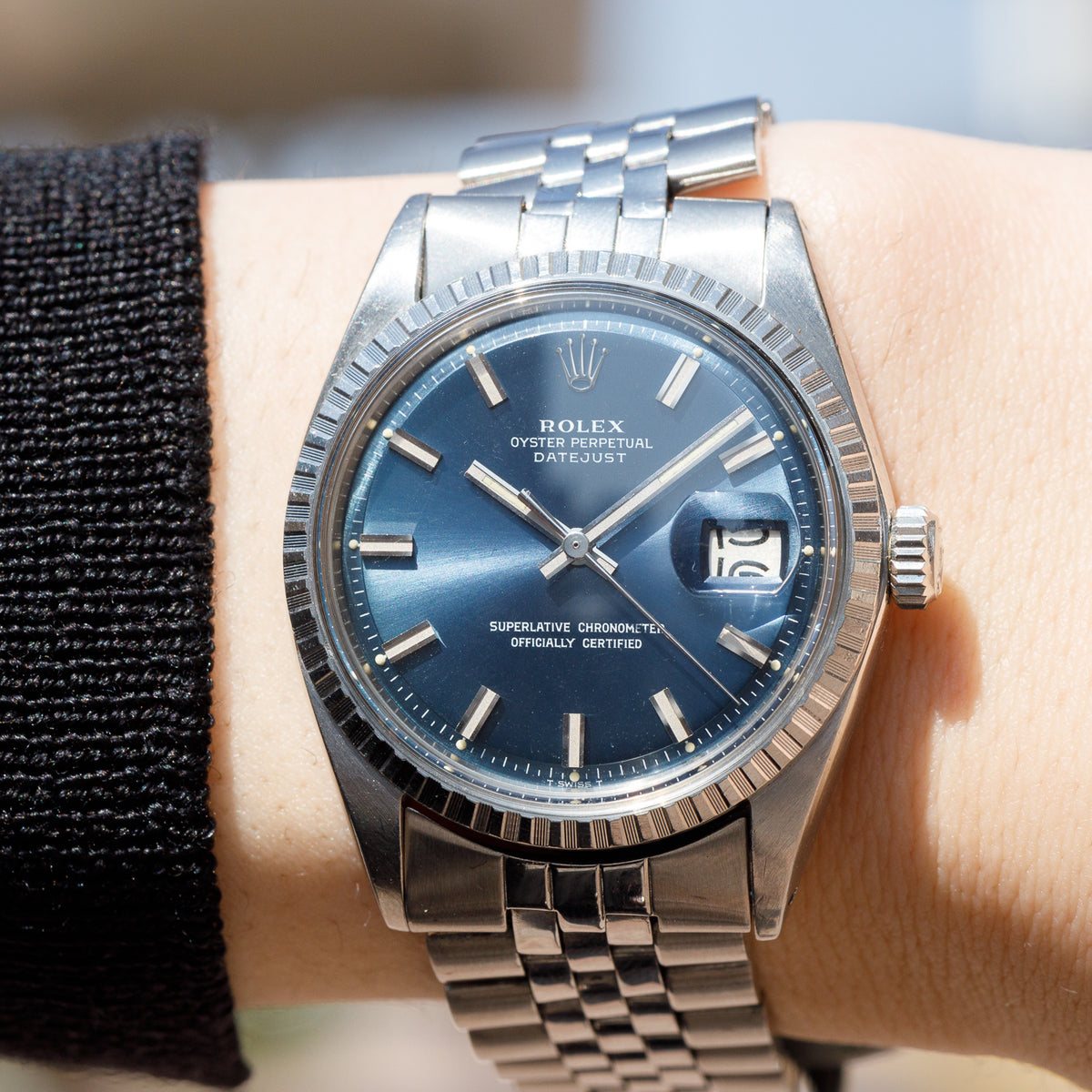 ROLEX DATEJUST Ref.1603 Wide Boy Blue dial