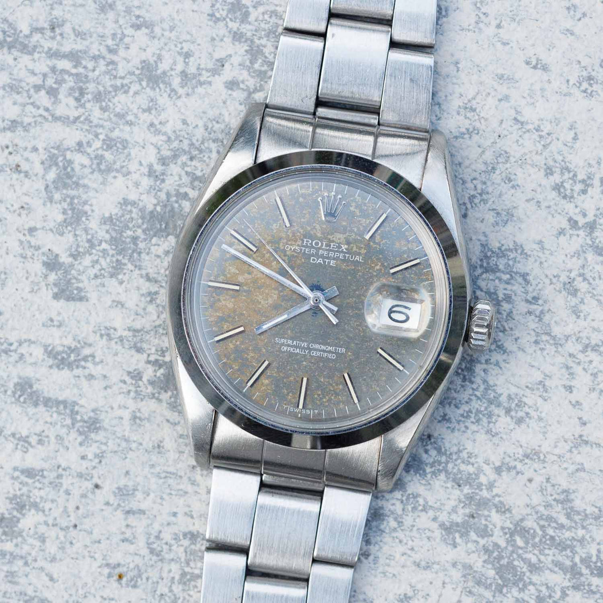 ROLEX OYSTER PERPETUAL DATE Ref.1500 Blue Patina Dial