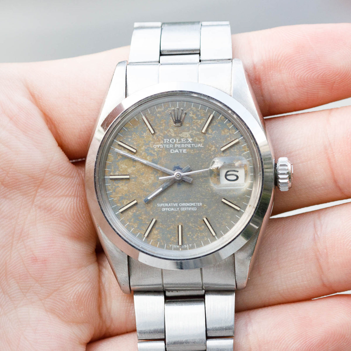 ROLEX OYSTER PERPETUAL DATE Ref.1500 Blue Patina Dial